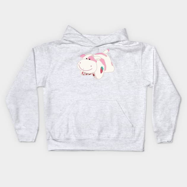 Strawberry cow Kids Hoodie by herry.le